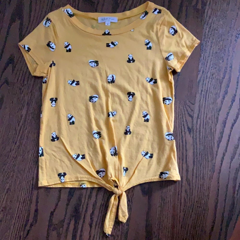 kids medium yellow panda top